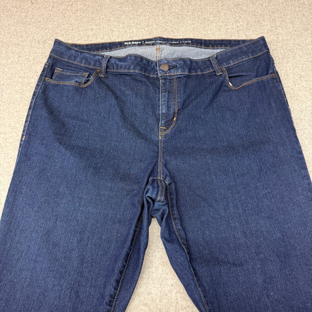 Old Navy Super Skinny Jeans 20 Plus Long Blue Mid-Rise Stretch Dark Wash Denim - Picture 2 of 10